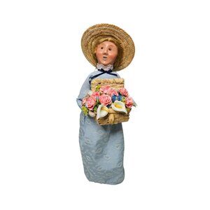 Byers Choice Carolers Spring Woman With Flowers Blue Dress 2019 13"